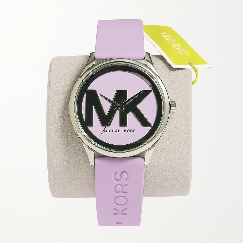 Michael Kors Purple Watch with Silver Case and Logo Dial